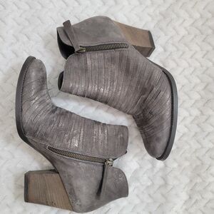 Paul Green Malibu Sliced Zip Ankle Booties UK‎ 5 US Size 7.5 Gray Metallic EUC